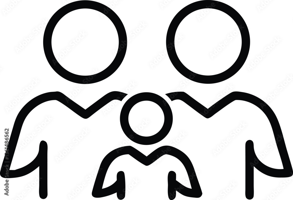 Black and white family group vector icon Black and white family group vector icon