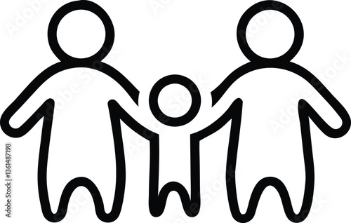 Black and white family group vector icon