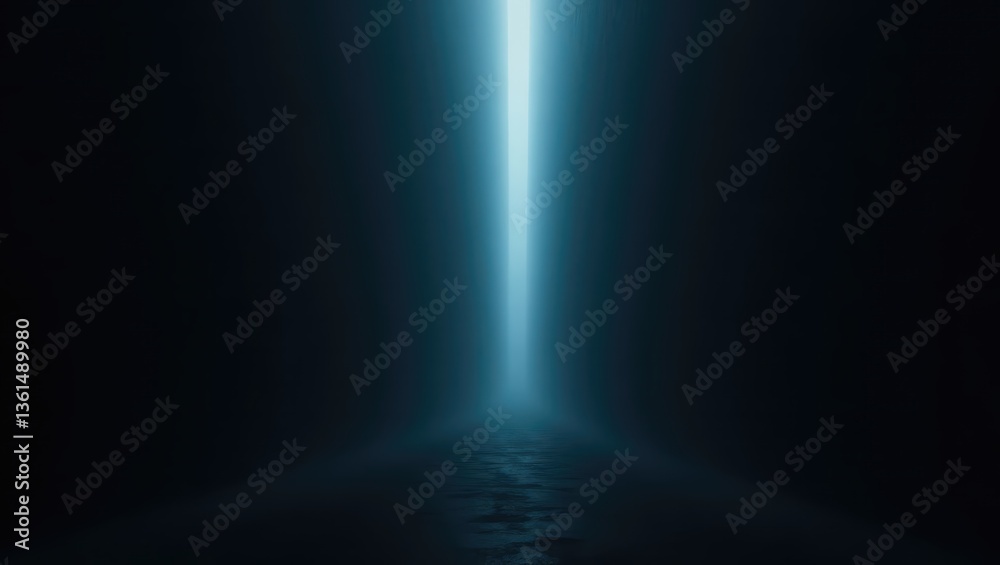 Obraz premium Dark Moody Abstract Background Blue Light Beam in a Gloomy Corridor
