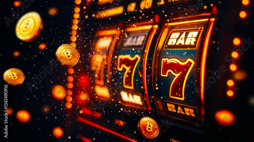 Casino slot machine wins the jackpot 777 on bright background. Casino Banner advertising template