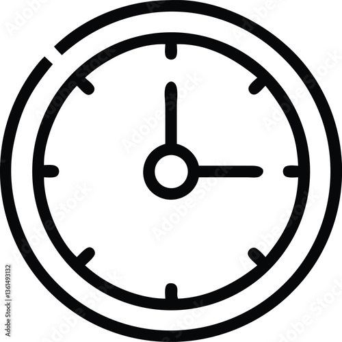 Black and white clock showing time vector icon