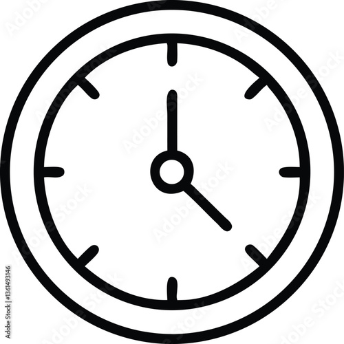 Black and white clock showing time vector icon