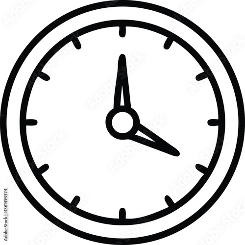 Black and white clock showing time vector icon