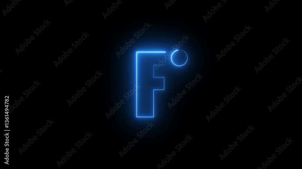 Glowing neon fahrenheit icon animation. The animation features a bold, uppercase Glowing neon fahrenheit icon animation. The animation features a bold, uppercase