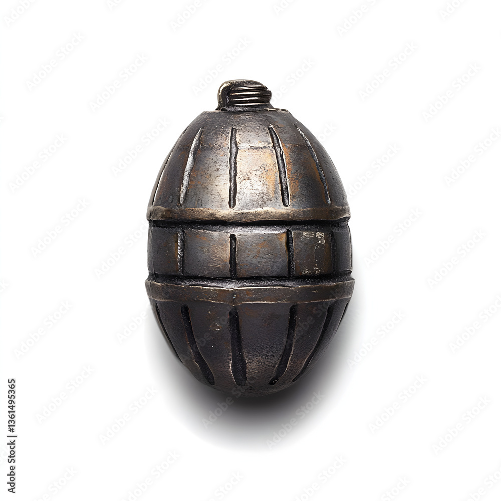 Explosive action grenade design industrial workshop art sculpture metal environment close-up view unique concept for collectors Explosive action grenade design industrial workshop art sculpture metal environment close-up view unique concept for collectors