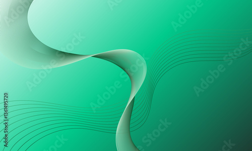 green business lines wave curve on soft gradient abstract background