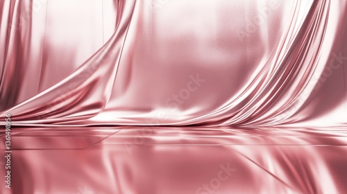 Ethereal Rose Satin: A studio shot of flowing rose satin. A vision of liquid rose satin creating a dynamic and luxurious scene.