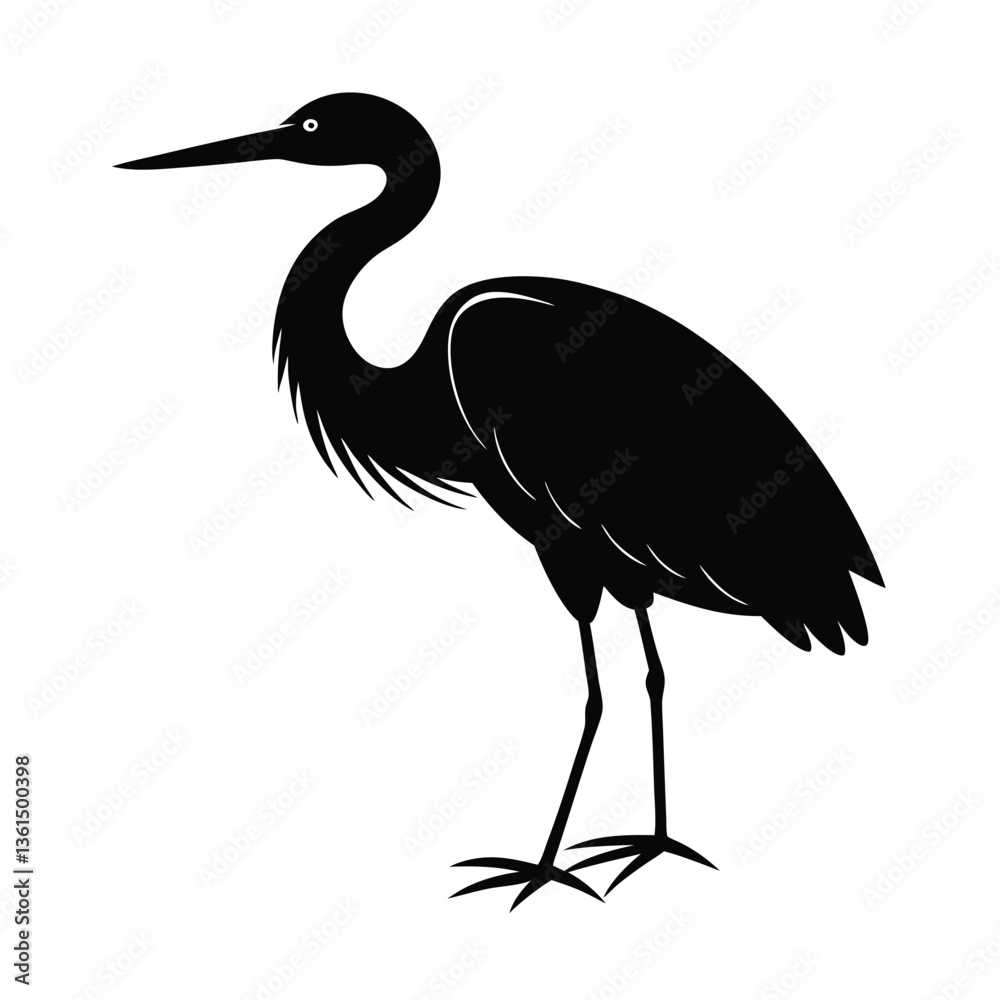 Obraz premium Egret Silhouette Vector Art and Black - White Egret Bird Illustration