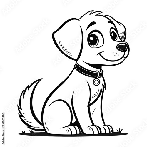 Cute cartoon dog illustration perfect for coloring books.