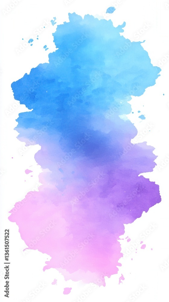 Fototapeta premium A vibrant watercolor splash featuring a gradient from blue to purple, creating a soothing and artistic effect.