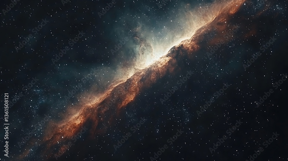 Fototapeta premium Cosmic nebula, vibrant colors, stellar dust.