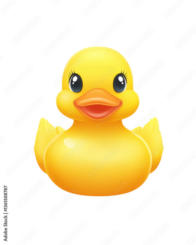 Fototapeta premium Transparent background image separated png. Cute Yellow Rubber Duck Toy on Transparent Background
