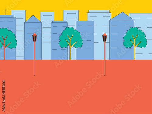 Illustration city street scene building