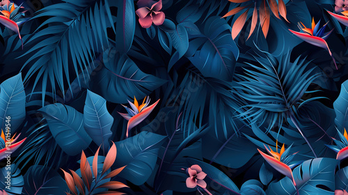 tropical leaves and flowers