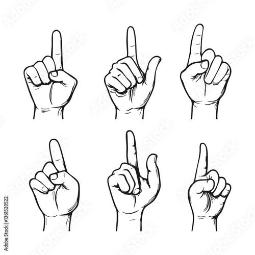 Various Hand Gestures Illustrating Different Finger Positions for Communication