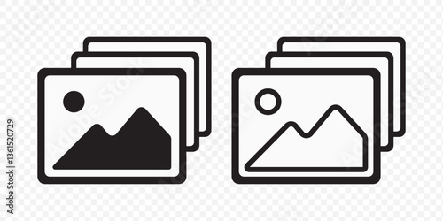 Image gallery icon set. silhouette of an image, Photo album icon, Photo gallery icon, Image symbol, Picture signs. Vector illustration on isolated transparent background, editable stock. EPS10