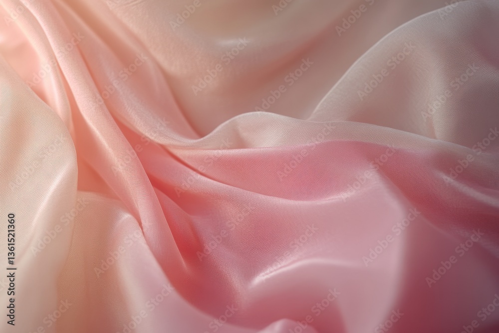 Obraz premium Dreamy Textile Swirl: A close-up captures the fluid, graceful folds of a sheer, pastel fabric, the light shifting and blending across its surface to create a mesmerizing visual. 