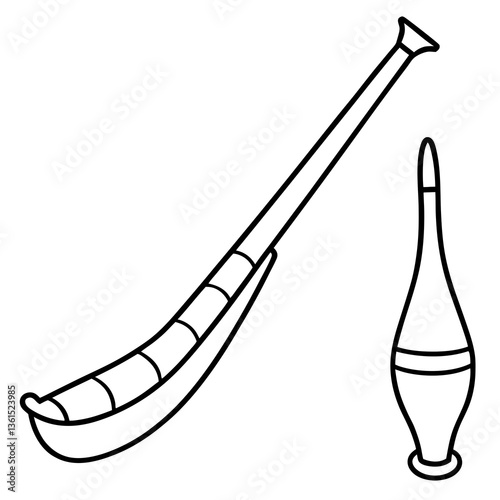Didgeridoo dinghy line art vector illustration 