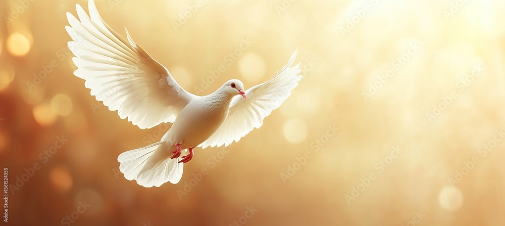 Winged dove with copy space, a representation of the New Testament Holy Spirit