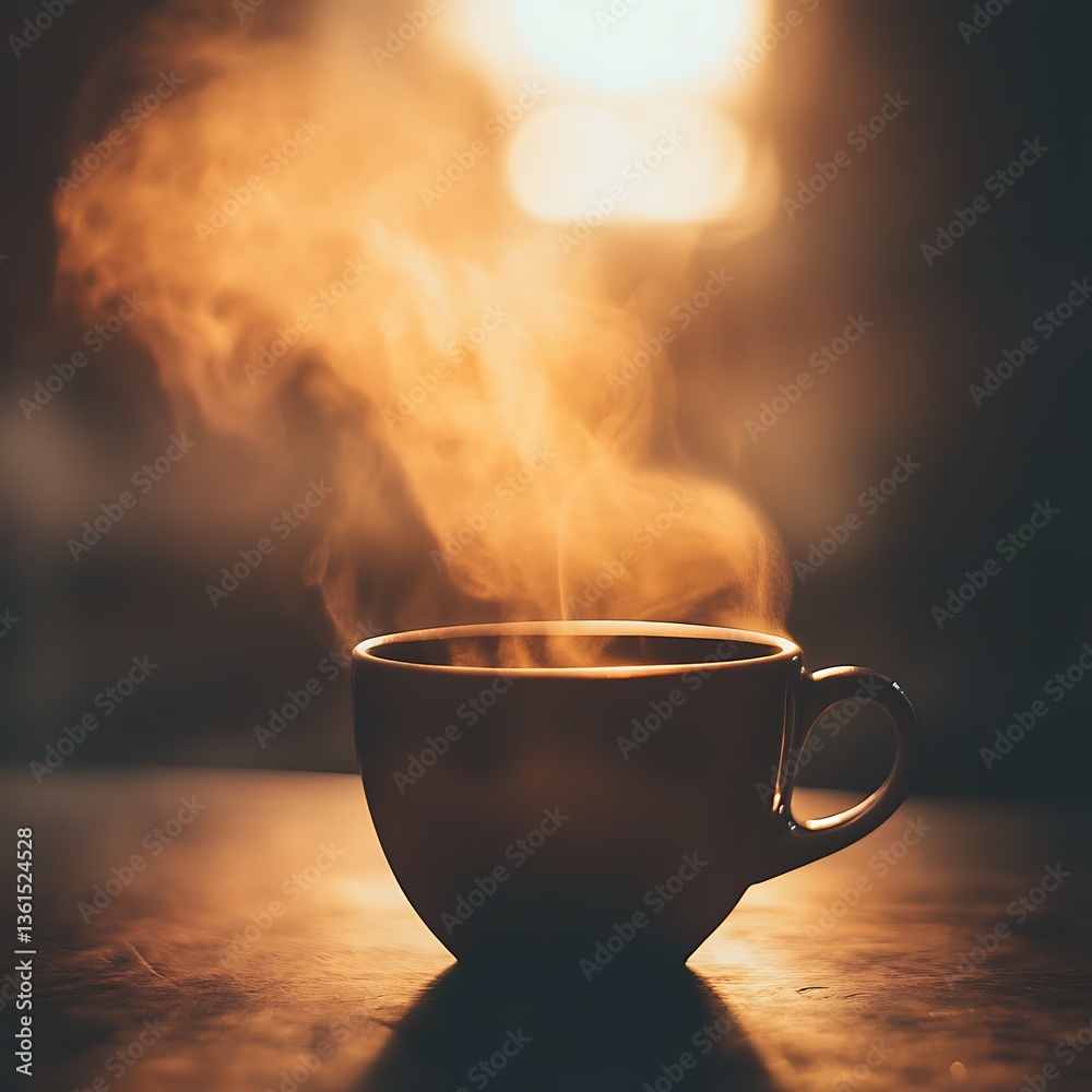 Fototapeta premium Warm drink steam cozy cup