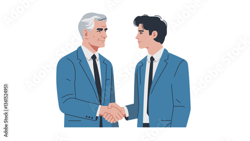 Two business people shaking hands, Senior man and young man