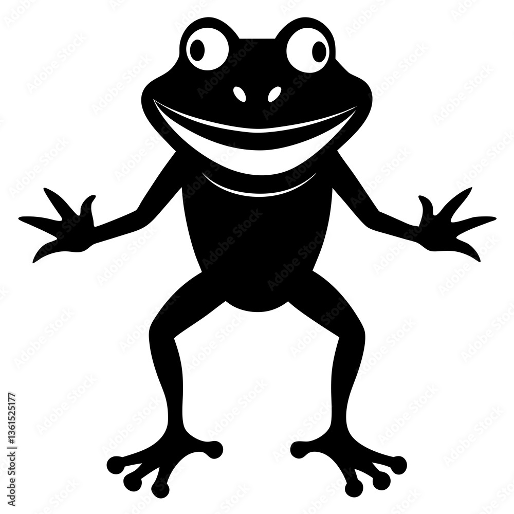 Fototapeta premium Frog with a goofy smile silhouette vector illustration 