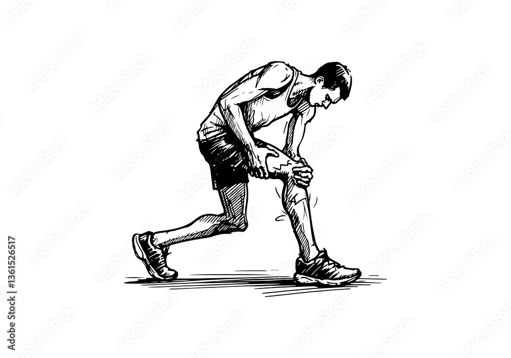 Fototapeta premium Marathon Runner hand drawn sketch vector illustration