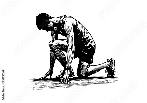 Marathon Runner hand drawn sketch vector illustration