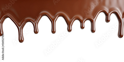 melted brown chocolate dripping  isolated  on white  background PNG. GENERATIVE AI