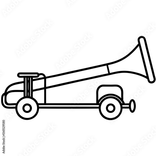 Trombone tow truck line art vector illustration