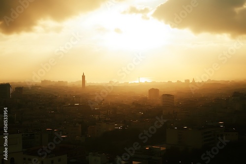 A Breathtaking View of Casablanca Morocco with the Vibrant Cityscape and Ocean Views photo