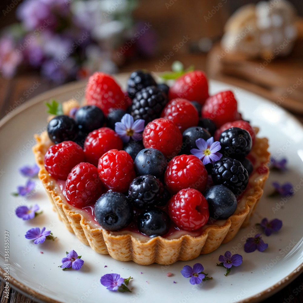 tartlet with berries on a plate tartlet with berries on a plate