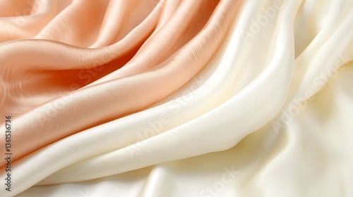 Draped peach and cream silk fabric.