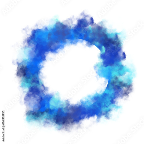 abstract blue smoke ring on white background