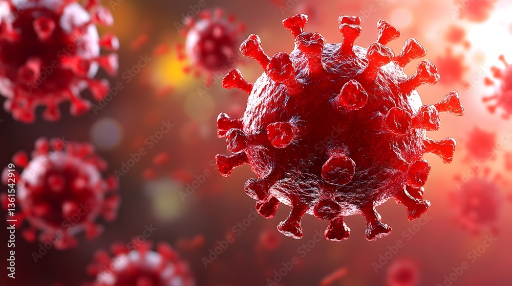 Virus Microscopic Red Closeup Medical Background