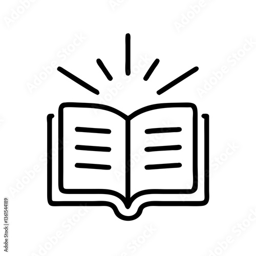 Open book icon in minimalist style symbolizing knowledge and education