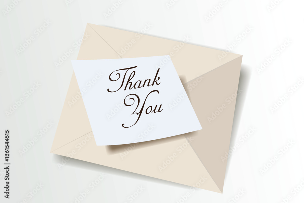 Thank you. Words of gratitude concept, on envelope vector illustration design background Thank you. Words of gratitude concept, on envelope vector illustration design background