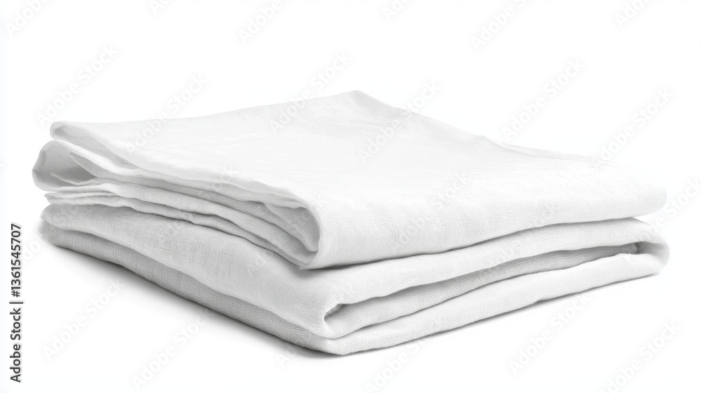 Folded White Sheets: Minimalist image capturing two pristine, folded white sheets, creating a sense of cleanliness, comfort, and simplicity. Folded White Sheets: Minimalist image capturing two pristine, folded white sheets, creating a sense of cleanliness, comfort, and simplicity.