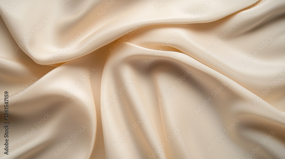 Fototapeta premium Cream fabric with soft gradient, smooth surface, minimalistic backdrop, conveying calm and simplicity.