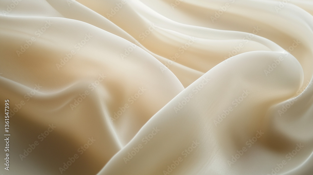 Fototapeta premium Cream fabric with soft gradient, smooth surface, minimalistic backdrop, conveying calm and simplicity.