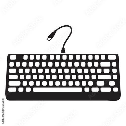 :Sleek Keyboard Silhouette Illustration.