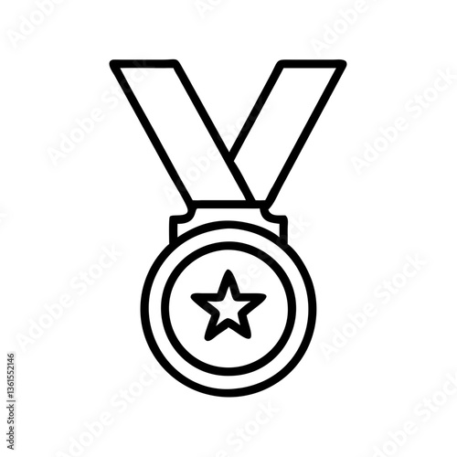 Medal with star and ribbon vector icon symbolizing achievement and excellence