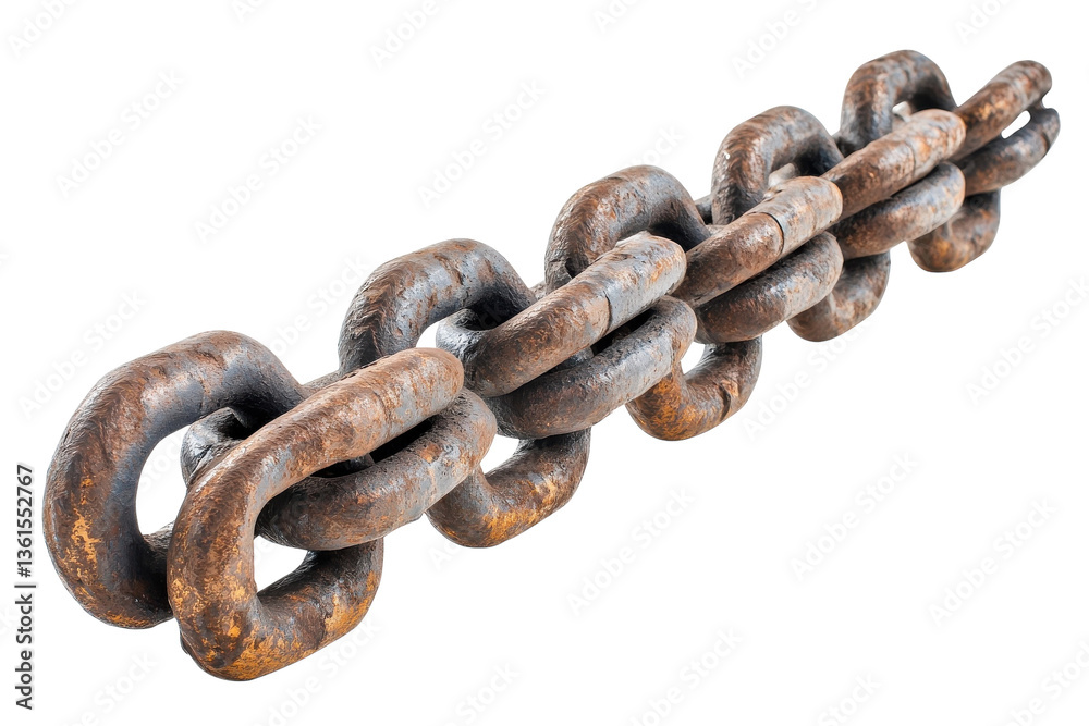 Obraz premium A Heavy, Rusty Chain, A Symbol Of Enduring Strength And Times Relentless Passage, Against A Stark Isolated on Transparent Background, Showing Intricate Detail