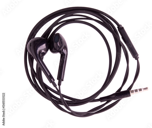 black earphones isolated on white background