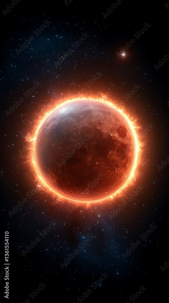 Obraz premium Fiery Moon in Space
