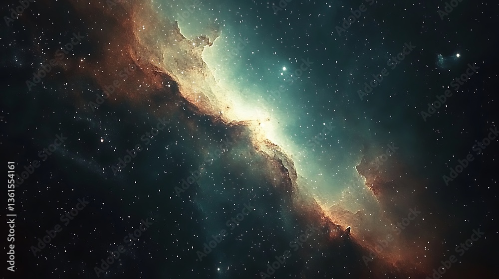 Fototapeta premium Cosmic nebula with vibrant colors and glowing gas.