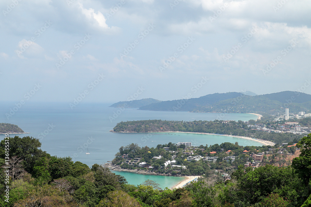 Fototapeta premium Karon View Point. Viewpoint is a popular tourist. View point of Karon Beach, Kata Beach and Kata Noi in Phuket
