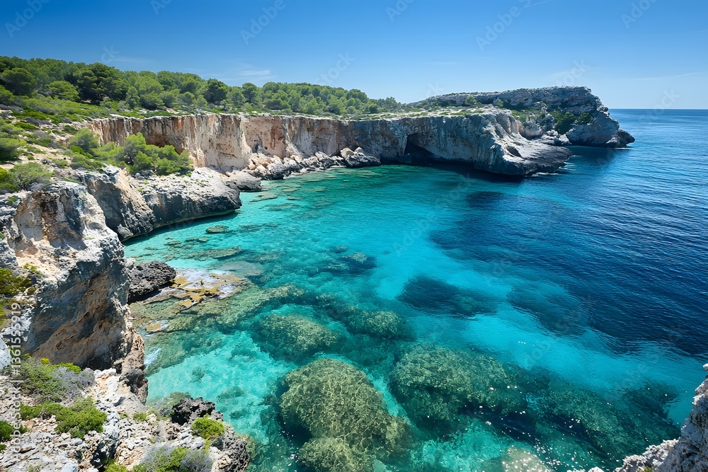 Fototapeta premium A breathtaking coastal landscape with turquoise