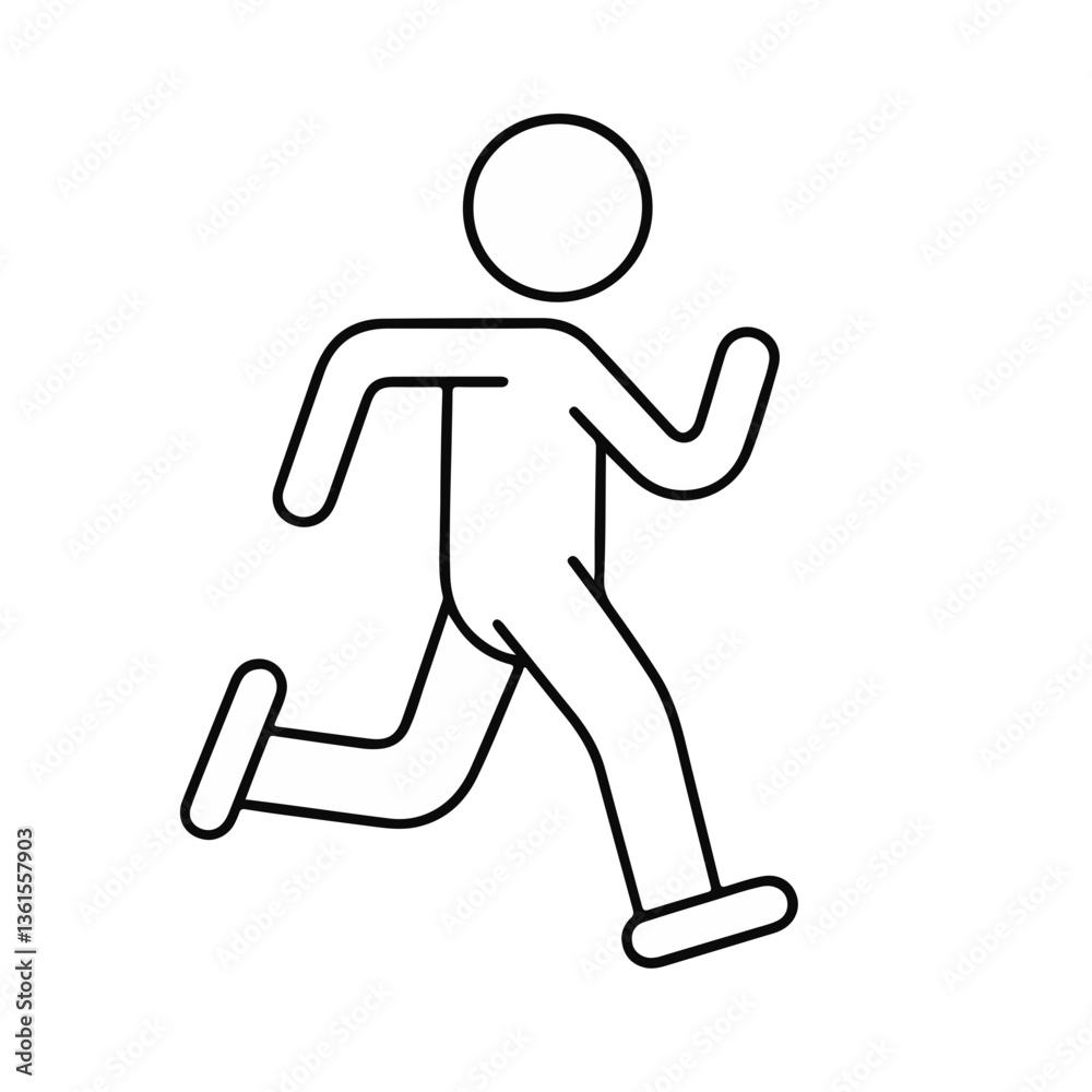 Running stick figure icon in simple black outline Running stick figure icon in simple black outline
