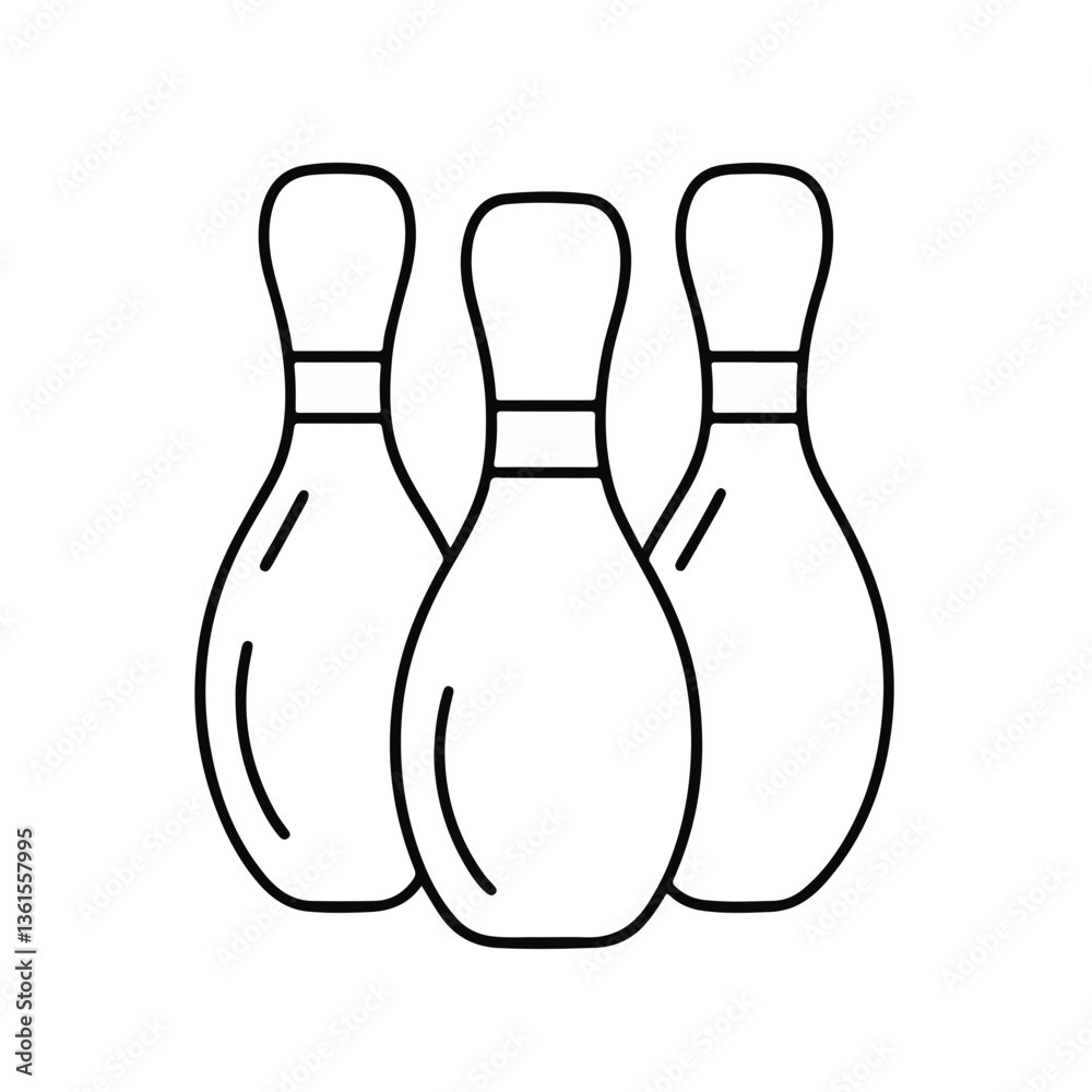 Fototapeta premium Bowling pins outline illustration in black and white 